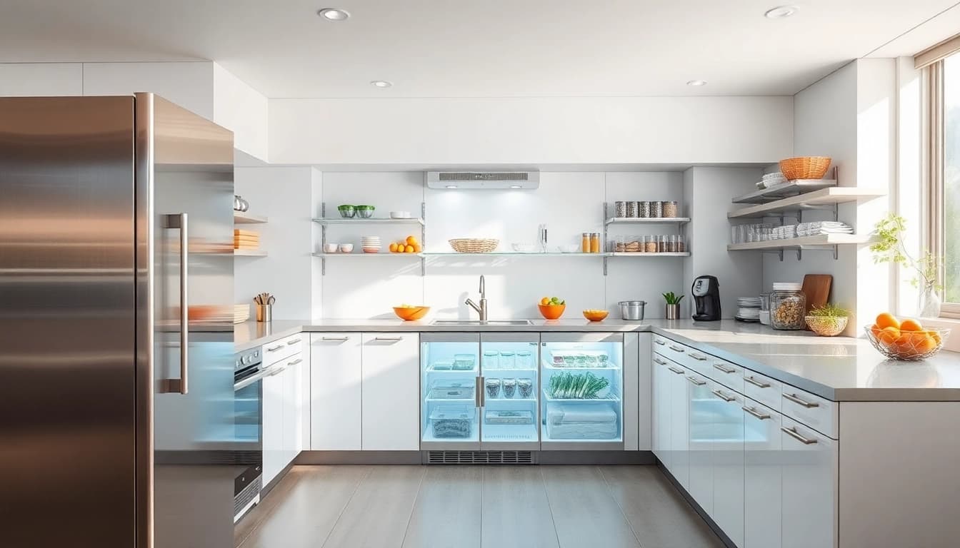 Modern and spacious freezer with a sleek design and organized food storage.