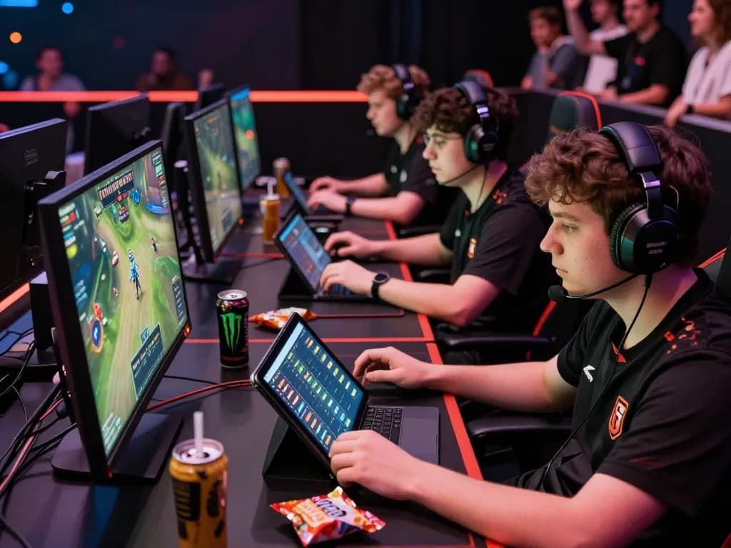 Engaged gamers exploring Game bài hubet88 in a vibrant esports arena atmosphere.