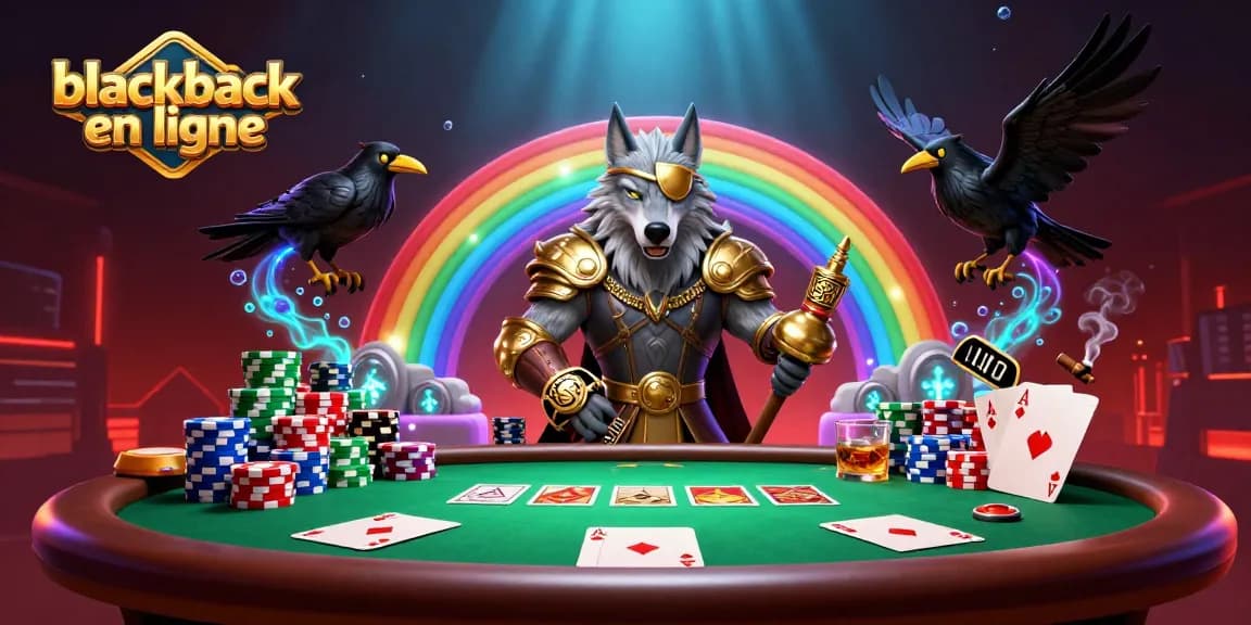 Jouer au blackjack en ligne avec des éléments de casino dynamiques et un décor captivant.