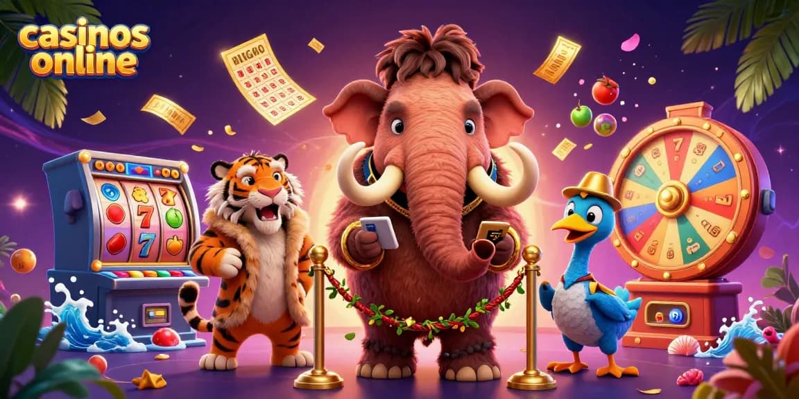 Disfruta de casinos online con juegos vibrantes y dinámicos en esta ilustración