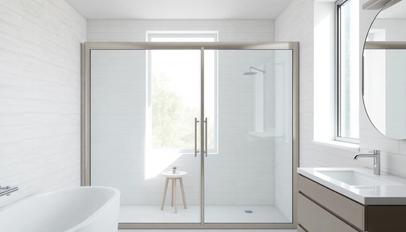 Elegant display of shower sliding doors showcasing sleek design and modern elegance.