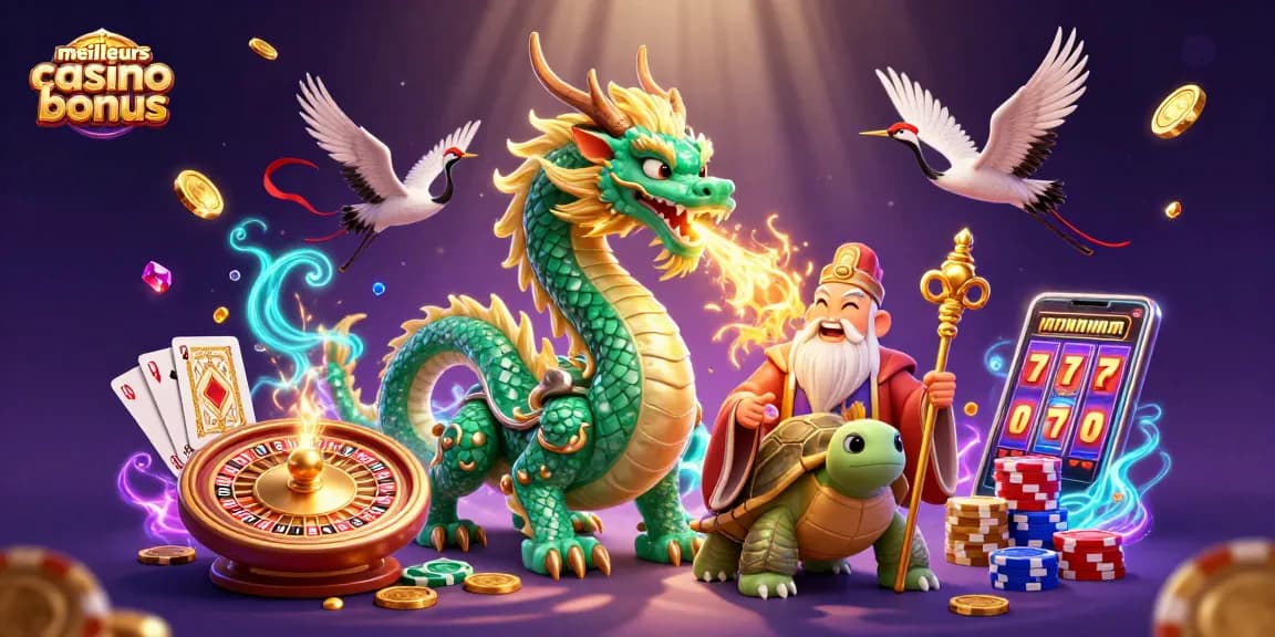 Découvrez les meilleurs casino bonus pour 2026, avec des dragons et des gains scintillants créant une ambiance captivante.