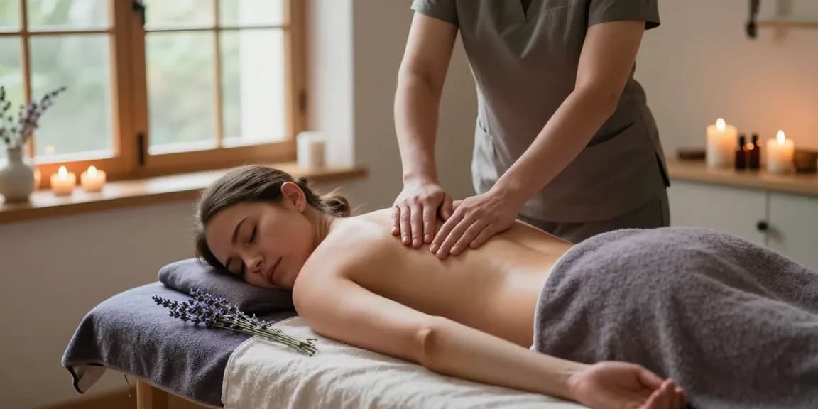 Relaxing 스웨디시 massage session in a serene spa environment.