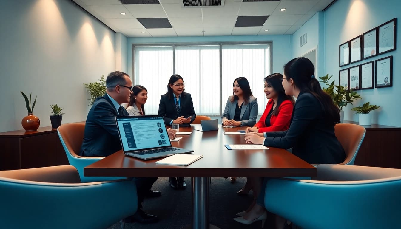 Immigration lawyer Melbourne assisting clients with visa applications in a professional setting