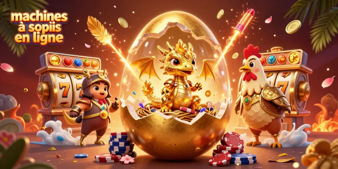 Jouez à des machines à sous en ligne avec la magie d'un dragon d'or dans une ambiance festive.