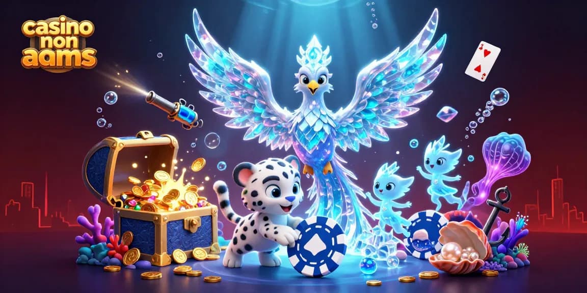 Giocare ai casino non AAMS mentre una fenice di ghiaccio danza con un cucciolo di leopardo e sprite di ghiaccio.