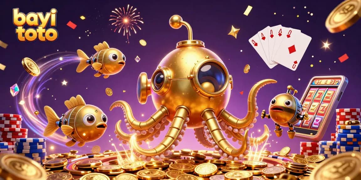 Experience thrilling wins with bayi toto in this ultra-detailed casino scene featuring golden coins and vibrant gaming elements.