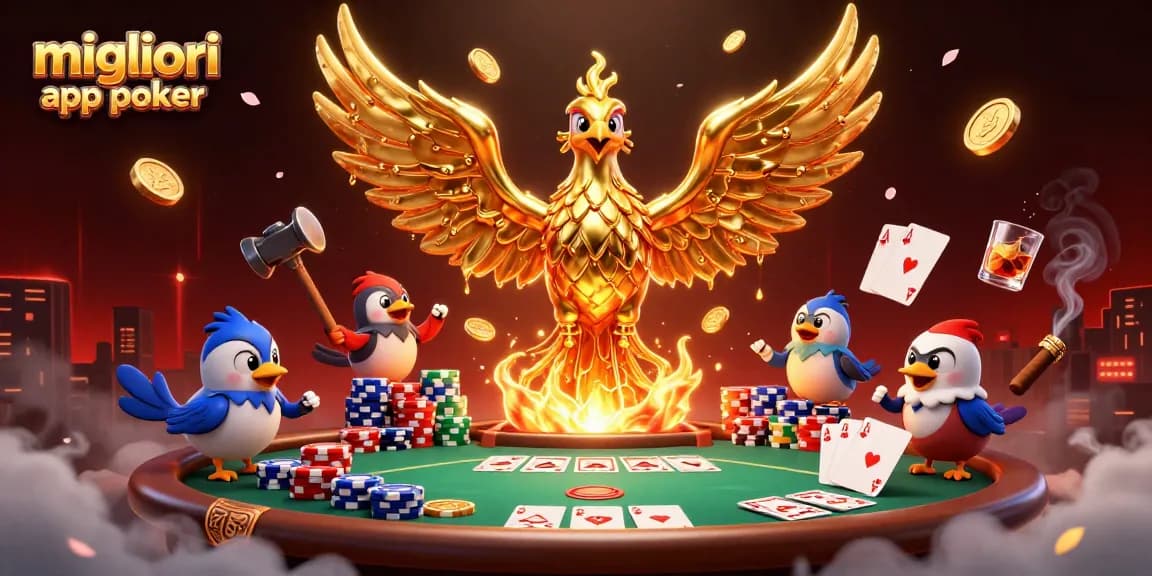Giocare con le migliori app poker, un evento vivace con un fenice d'oro e tavoli da poker