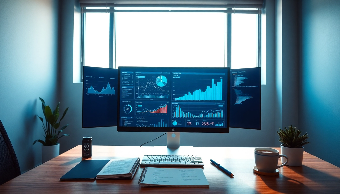 Visual representation of web scrapping techniques and data analysis in a modern workspace.