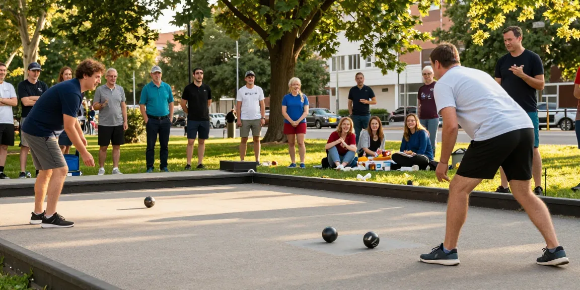 Permainan petanque di taman kota oleh fopikotabanjarba.org dengan suasana ceria dan komunitas aktif.