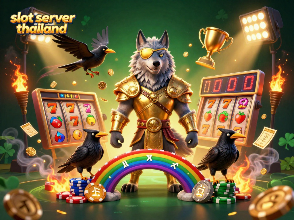 Engage with the vibrant slot server thailand scene featuring Odin and ravens among dynamic casino elements.