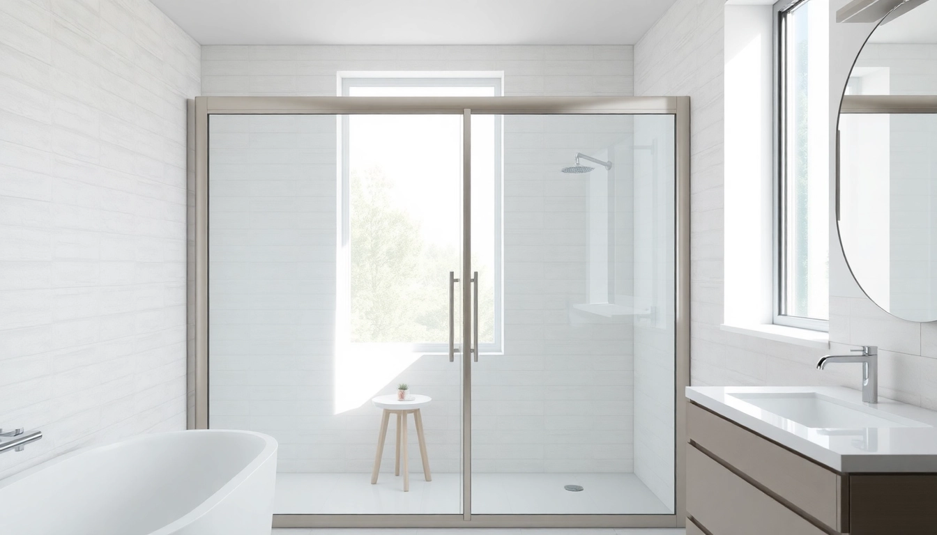Elegant display of shower sliding doors showcasing sleek design and modern elegance.