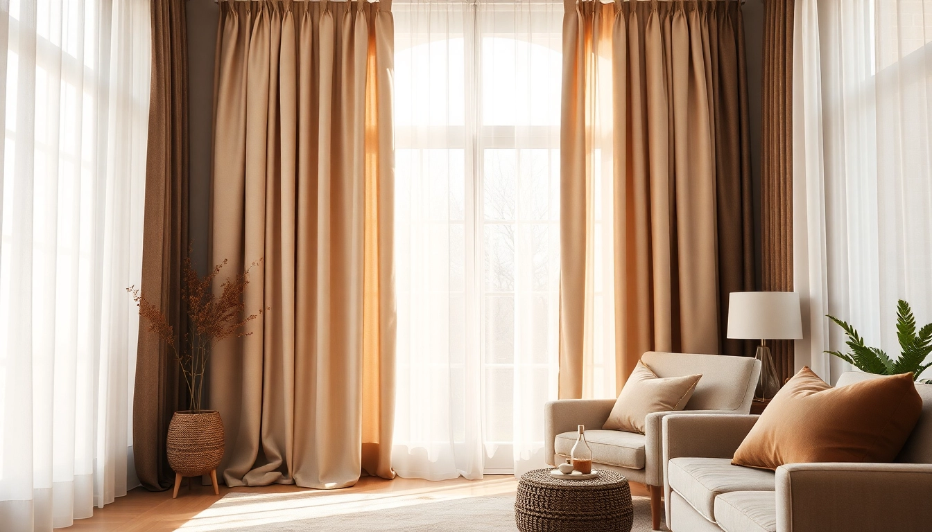 Gordijnstof kopen online: Ontdek stijlvolle gordijnstoffen in een prachtige woonkamer.