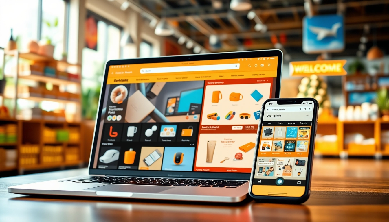Engaging Multi-Store online marketplace featuring diverse products on modern devices.