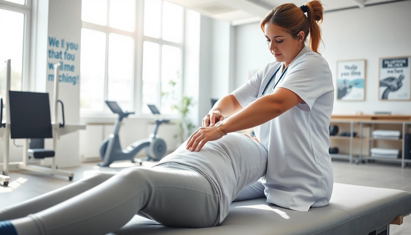 Seventeen Physio physiotherapist providing expert therapy to a patient in a bright clinic setting.