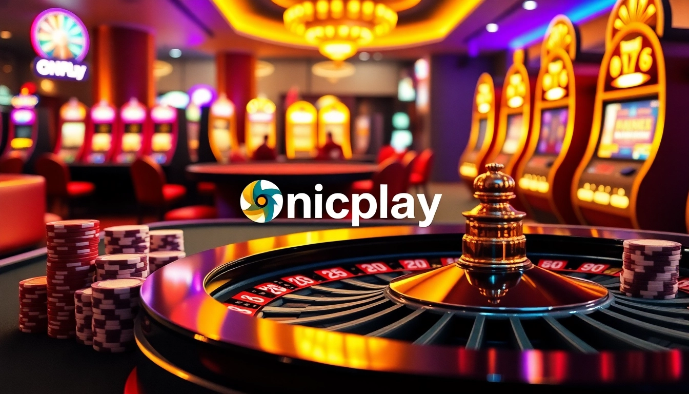 Gambling scene featuring Onicplay online interface and vibrant casino elements.