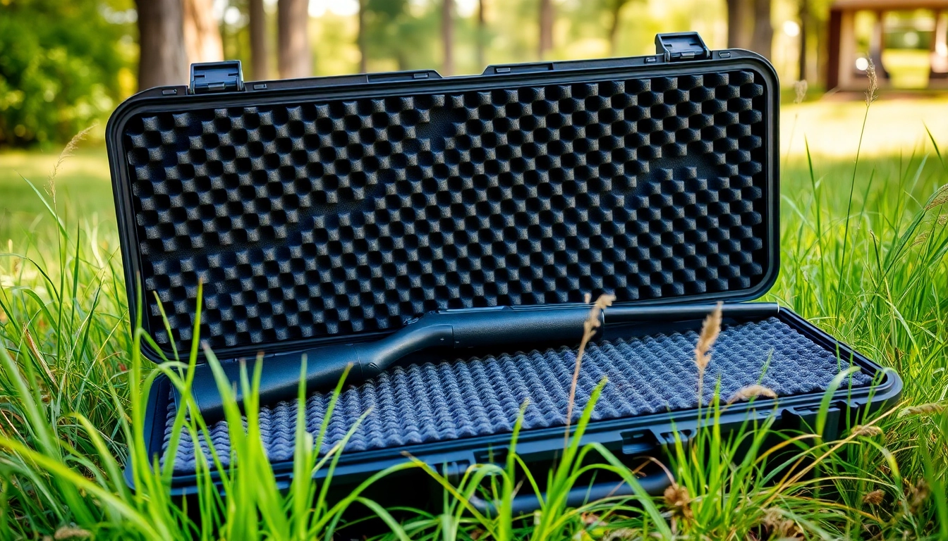 Showcase of foam for rifle case in an outdoor setting with intricate details.