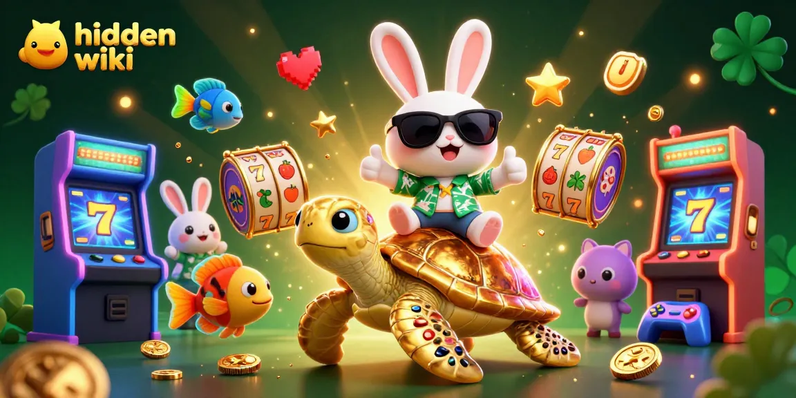 Experience the hidden wiki through a vibrant 3D scene with arcade games and casino elements.