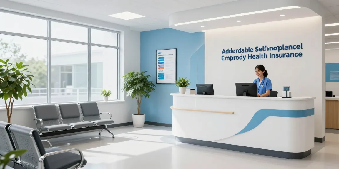 Affordable self-employed health insurance options in a welcoming health clinic showcasing patient care, doctor services, and expert guidance.
