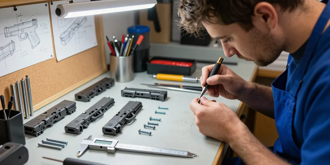 Precision Glock slides customization process at https://precisionglockslides.com, showcasing aftermarket parts and skilled craftsmanship.