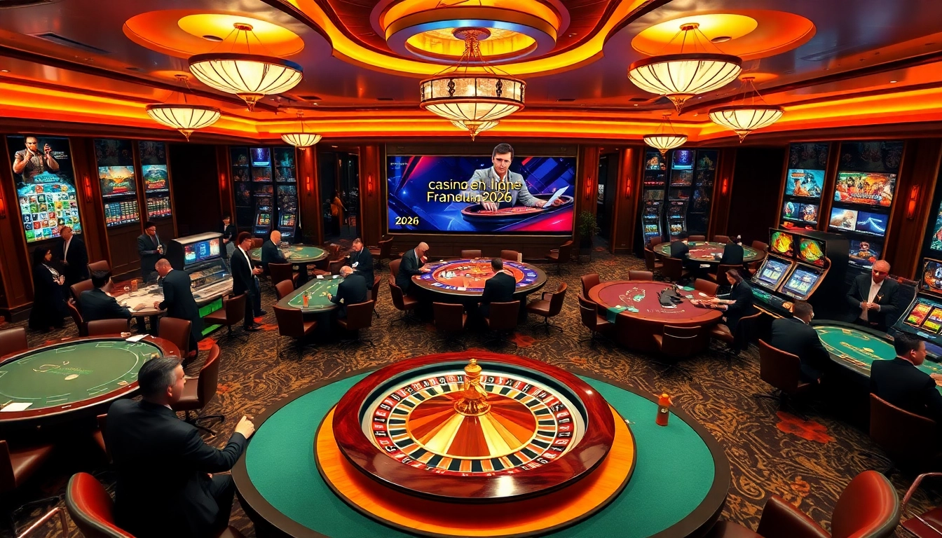 Découvrez l'excitation du casino en ligne Français 2026 parmi des tables de jeu luxueuses et des joueurs enthousiastes.