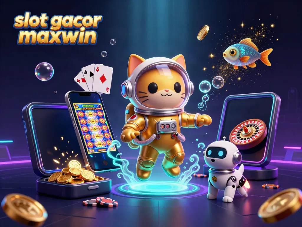 Spin to win with slot gacor maxwin, featuring animated characters and vibrant casino-themed elements.