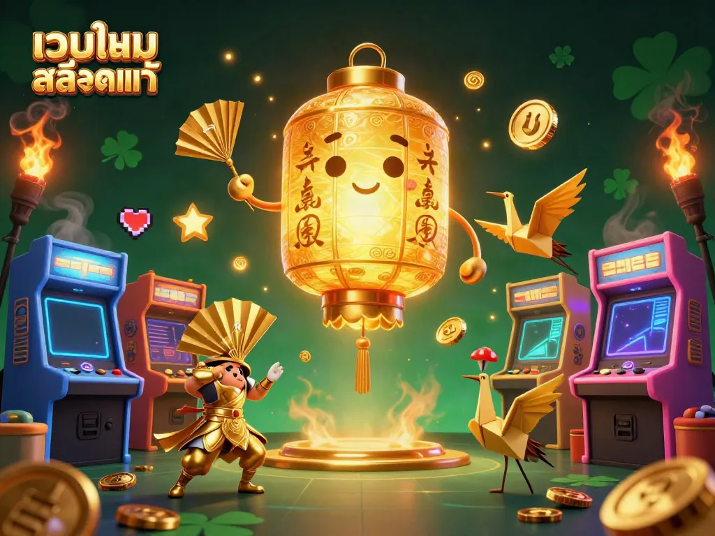 Experience the thrill of เว็บเกมสล็อตแท้ with vibrant characters and dynamic gaming elements in a rich casino scene.
