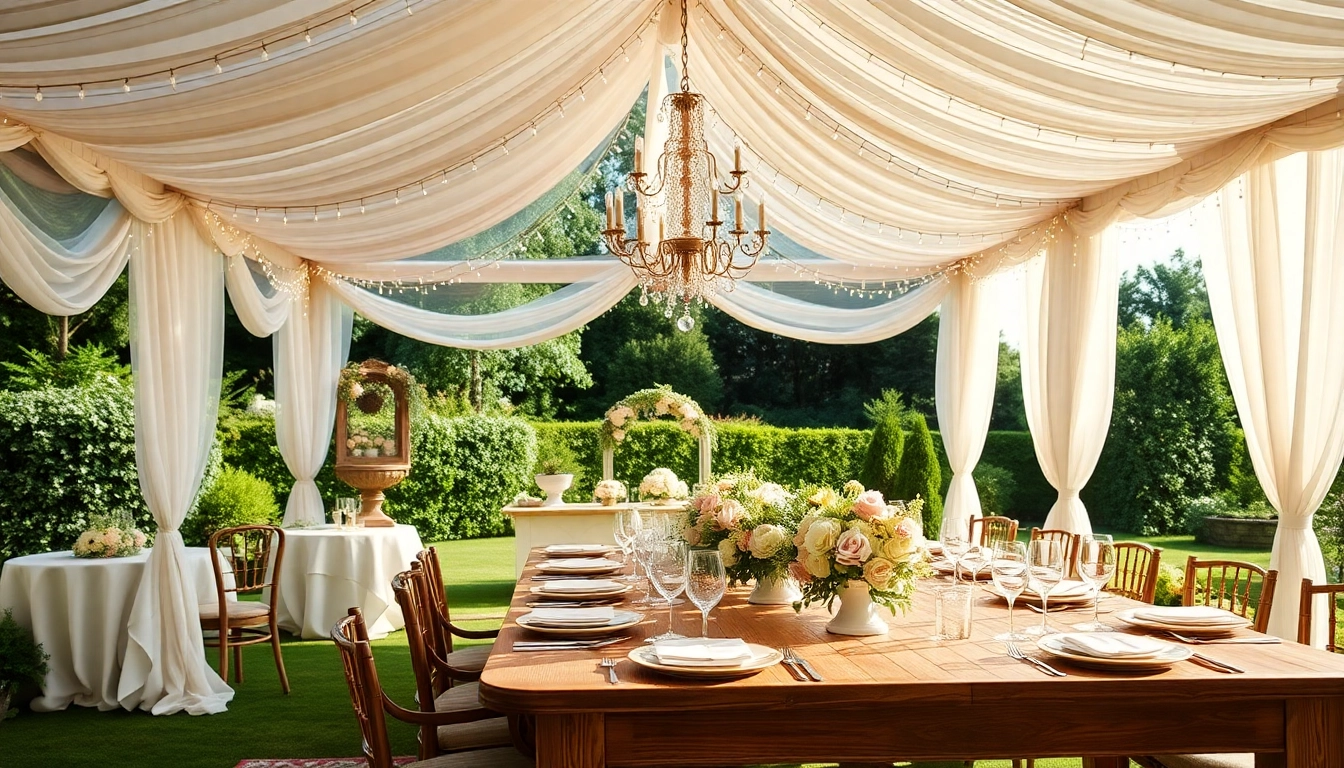 Stunning setup showcasing Wedding & Event Rentals with elegant decorations at an outdoor venue.