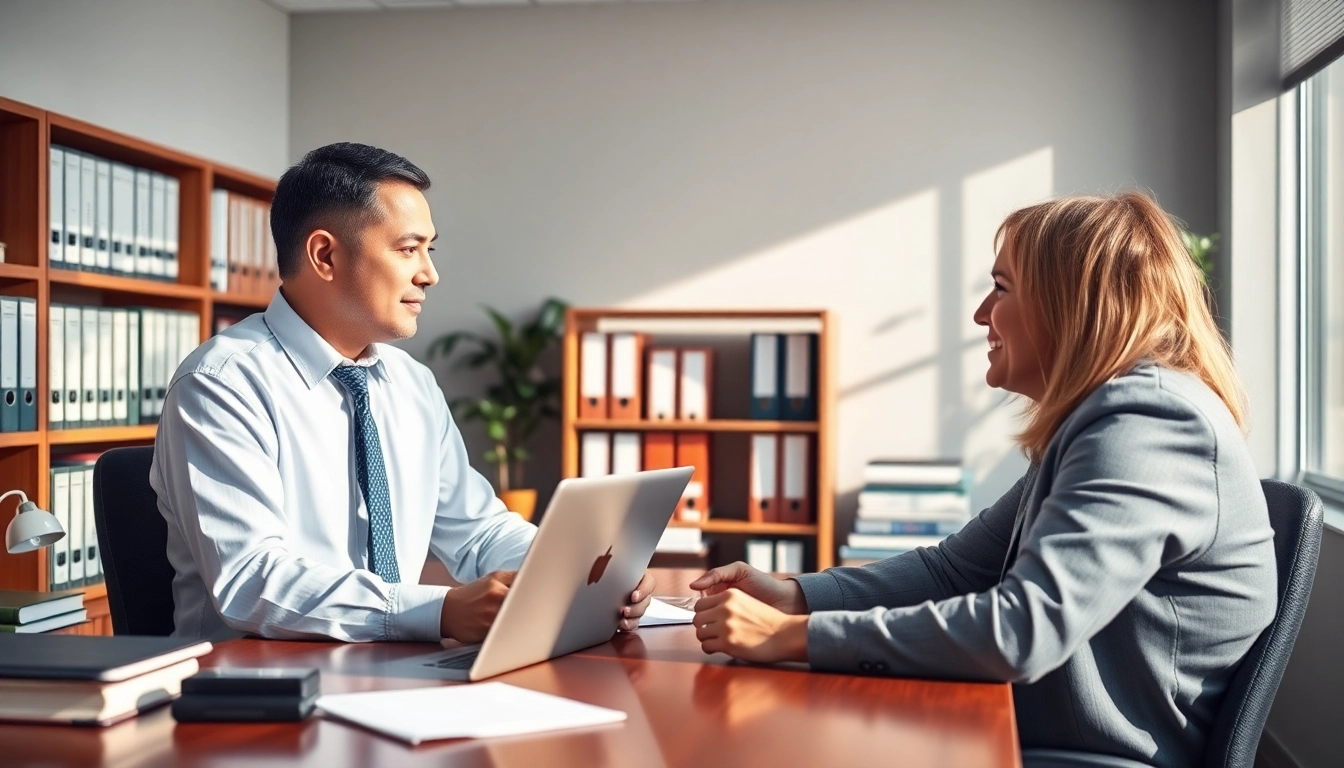Trustworthy truck accident attorney Clearwater consults with a client in a professional office setting.
