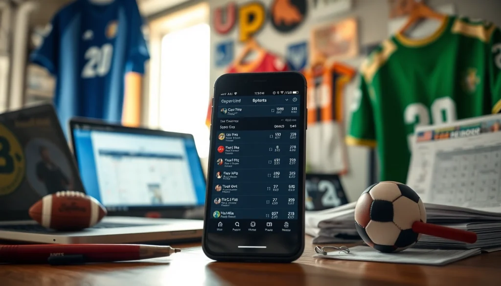 Explore the best online sportsbooks India with an engaging sports betting environment featuring smartphones and live odds.