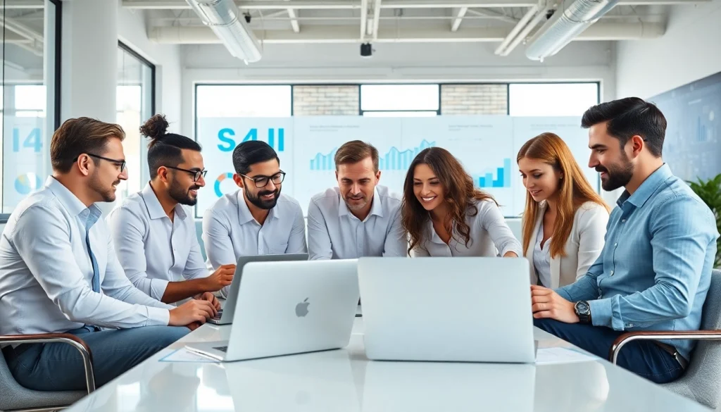 Team brainstorming effective smm services in a modern office environment.