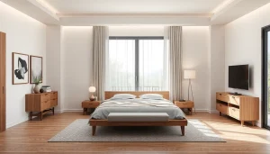 Dimensioni letto una piazza e mezza: vista dettagliata e accogliente di un letto matrimoniale in una camera ben arredata.