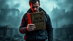 A solitary figure representing the vibe Similar to Jack Reacher series against a foggy landscape.