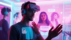 AI chat sex interactions in a vibrant digital environment featuring intimate conversations and futuristic interface.