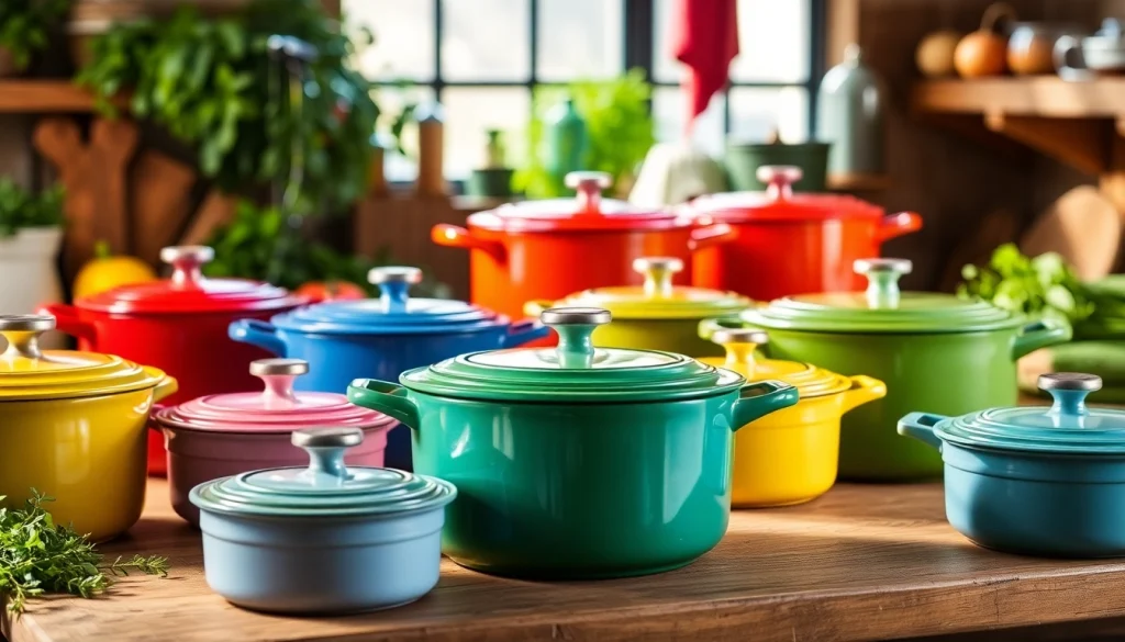 Discover where to buy Le Creuset in NZ with colorful cookware arranged in a cozy kitchen setting.