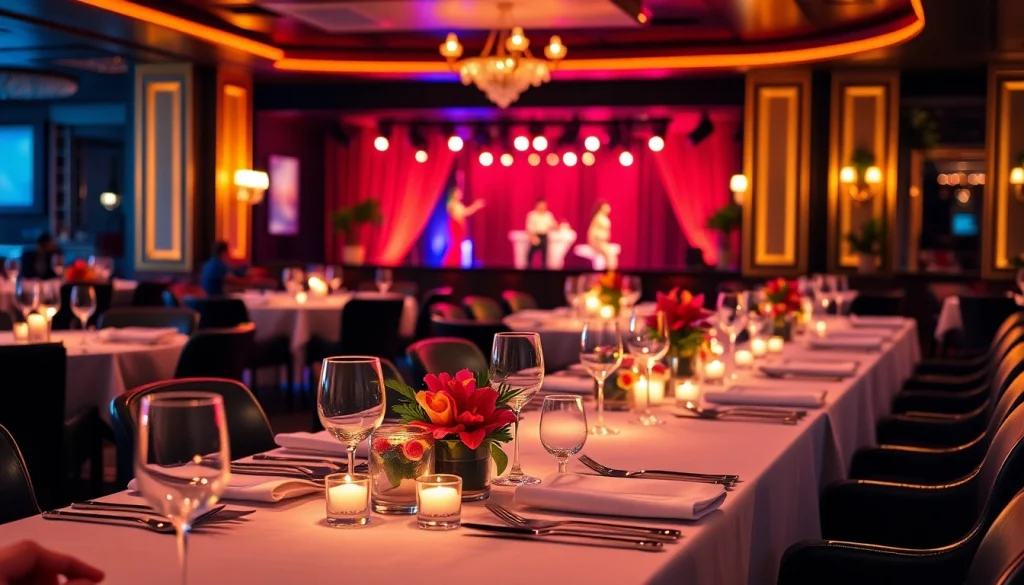 Dinner sxm experience at Club Noir, showcasing elegant tables and vibrant nightlife atmosphere.