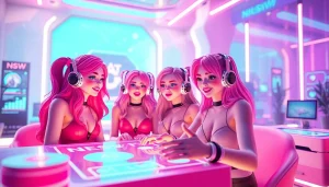 Engaging scene of NSFW AI characters in interactive chat, showcasing vibrant virtual technology.