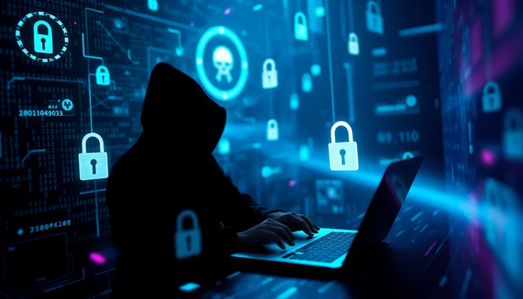 Visual representation of the hidden wiki and dark web's advanced security and anonymity, showcasing abstract tech elements.