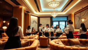 Vibrant interior of 인계동셔츠룸 featuring attractive waitresses and a sophisticated ambiance.