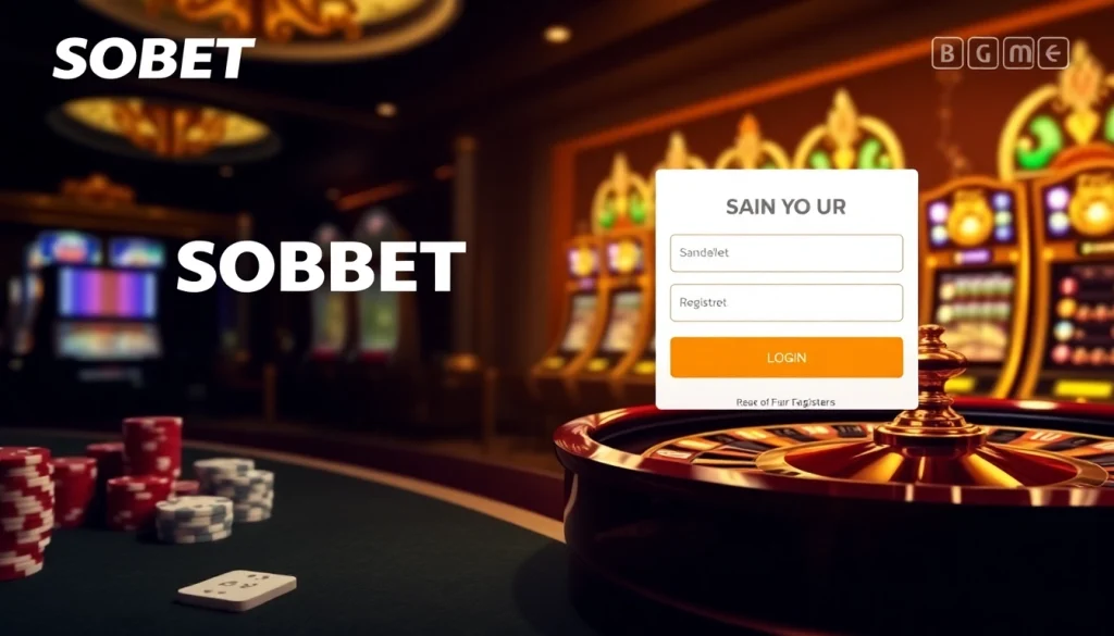 Enjoy seamless sbobet login experience with exciting casino elements highlighted.