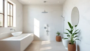 Admire a modern douche à l'italienne with elegant design in a luxurious bathroom.