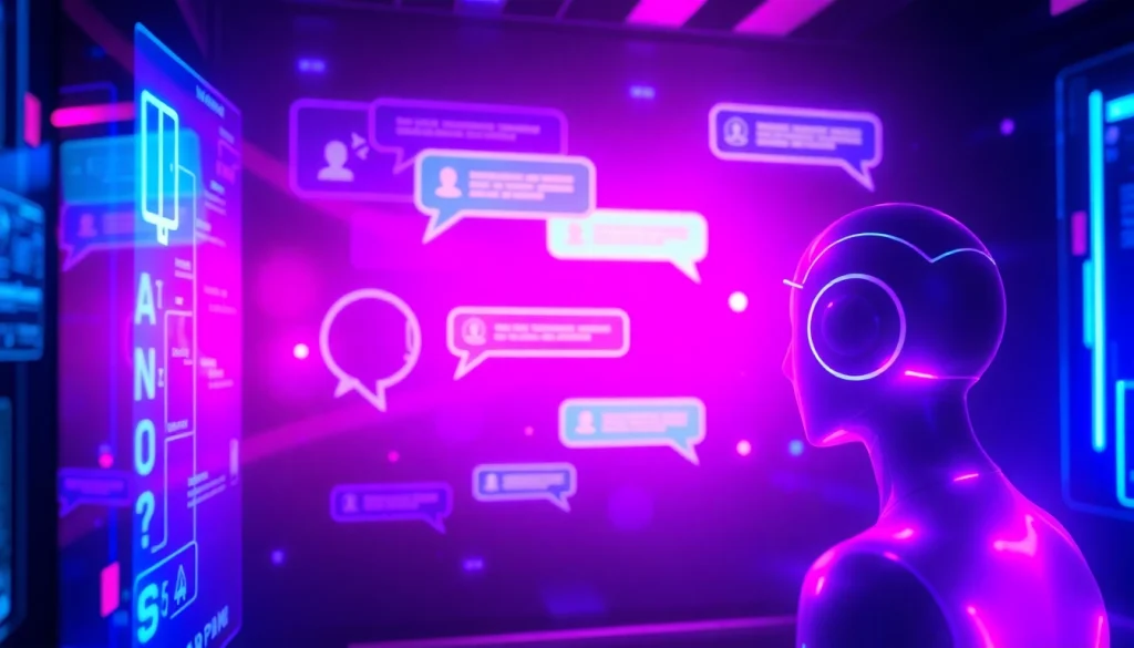 A captivating digital artwork illustrating NSFW AI chat interactions, emphasizing futuristic chat elements.