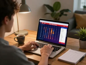 Antarmuka taruhan online Toto Macau ditampilkan selama sesi permainan di rumah yang menarik.