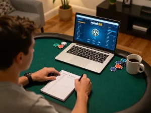 rokok88 online poker game view showing placed bets and player strategies