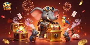 Spin the golden slots at Jai club while enjoying vibrant casino excitement with steampunk characters.