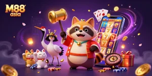 M88 asia brings vibrant slot game excitement with lucky characters and rich gameplay visuals.