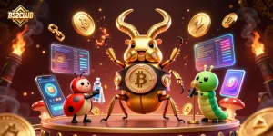 Engage in B52CLUB gaming with dynamic scenes of cryptocurrencies and action-packed characters.